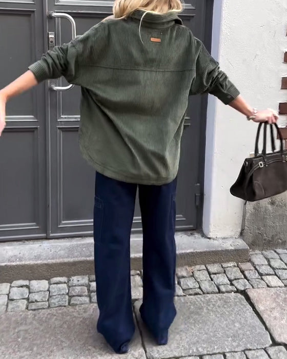 Stijlvolle Langmouwige Blouse Met Kraag