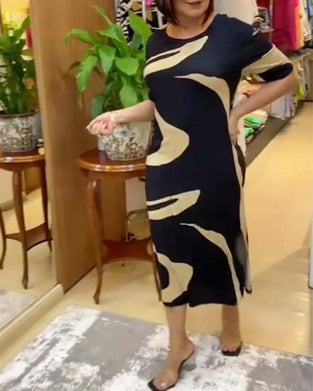 Casual jurk met print en split