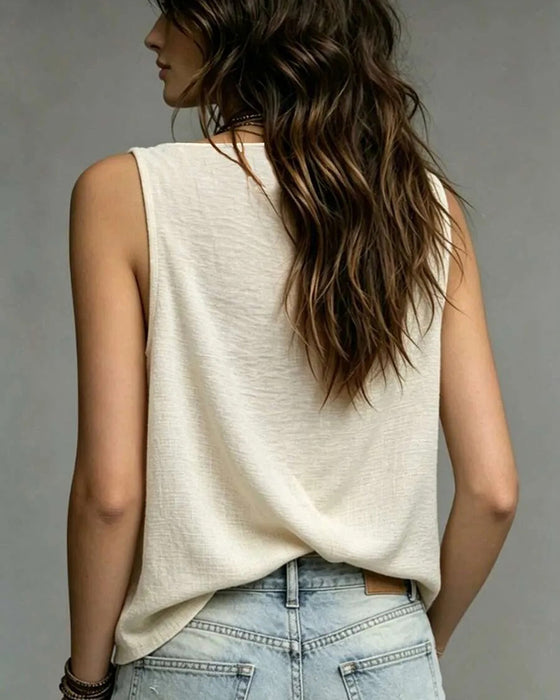 Tank Top Metaal Decoratief Gedrapeerde Kraag