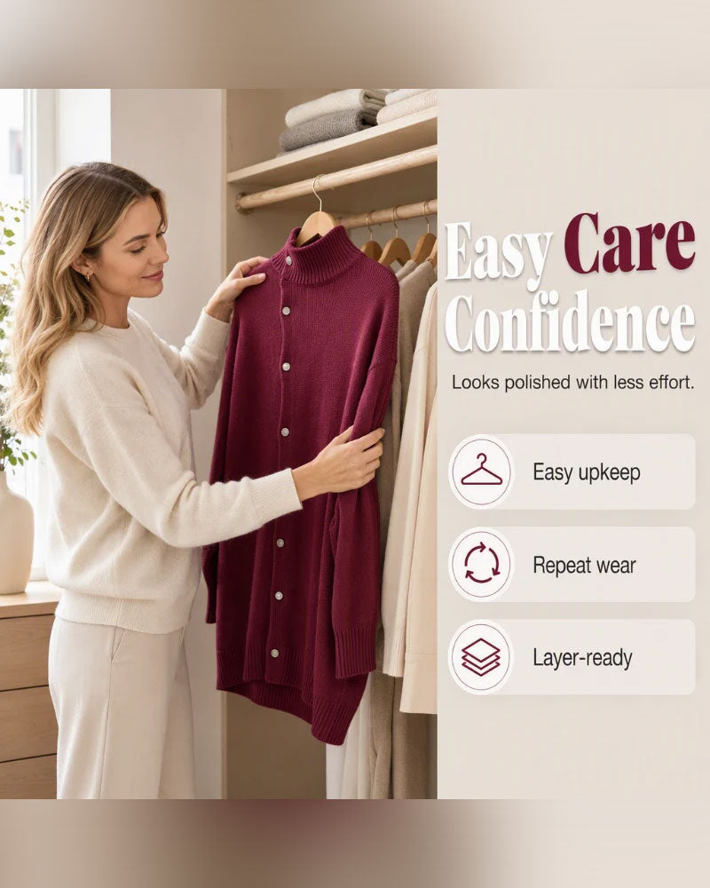 Cardigan Turtleneck Enkel Knoopsluiting