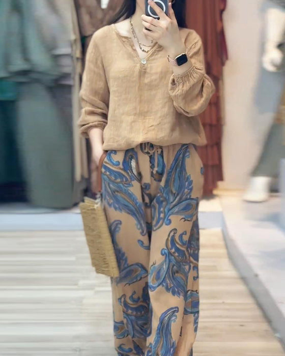 Casual set met lange mouwen en print