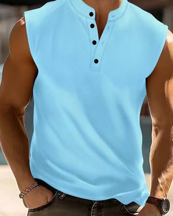 Tanktop Heren Henley Effen Sport