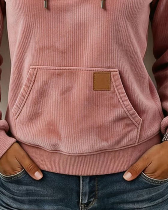 Hoodie Ribfluweel Half Rits Met Capuchon