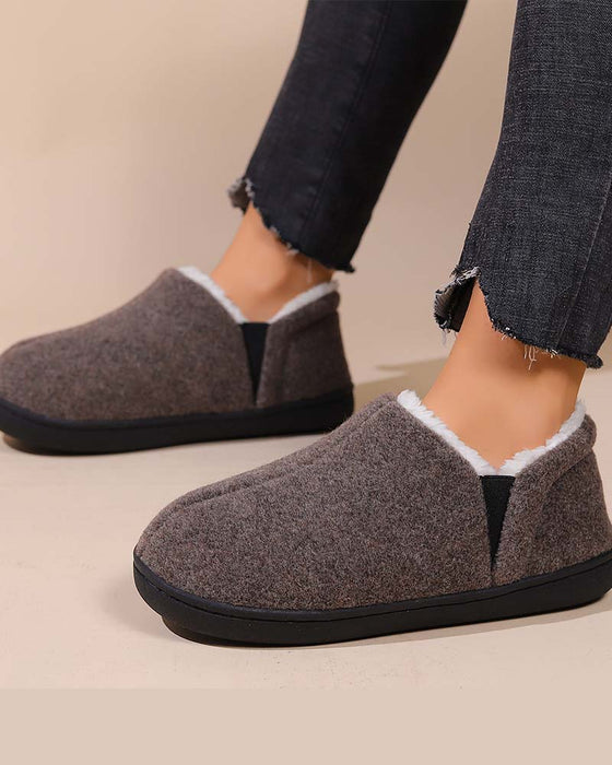 Pluche effen kleur all-inclusive platte schoenen