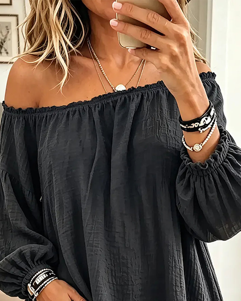 Top Off-Shoulder Los Effen Kleur
