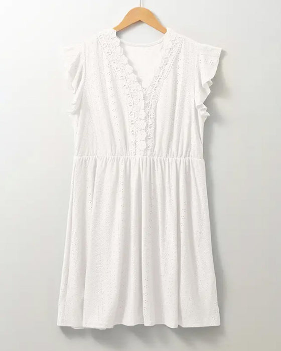 Jurk V-Hals Flutter Mouw