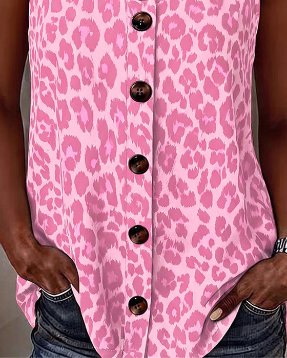 Tank Top Luipaard Spaghettiband Knoop Metalen Gesp
