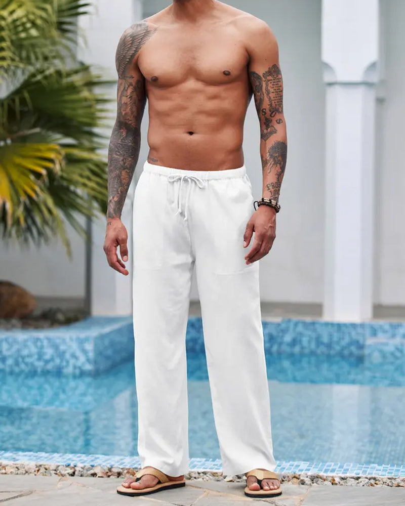 Broek Trekkoord Bij Taille Rechte Pijp Casual