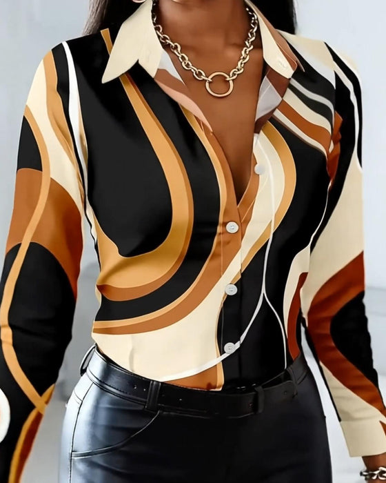 Overhemd Met Stijlvolle Geometrische Kraag