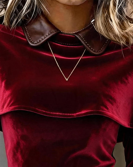 Blouse Reverse Cape Stijl Slim Fit Lange Mouw