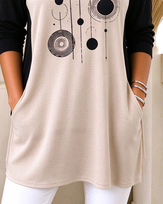 Top Kleurblok Print Casual
