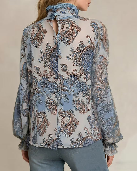Blouse Kant Rand Trekkoord Doorzichtig