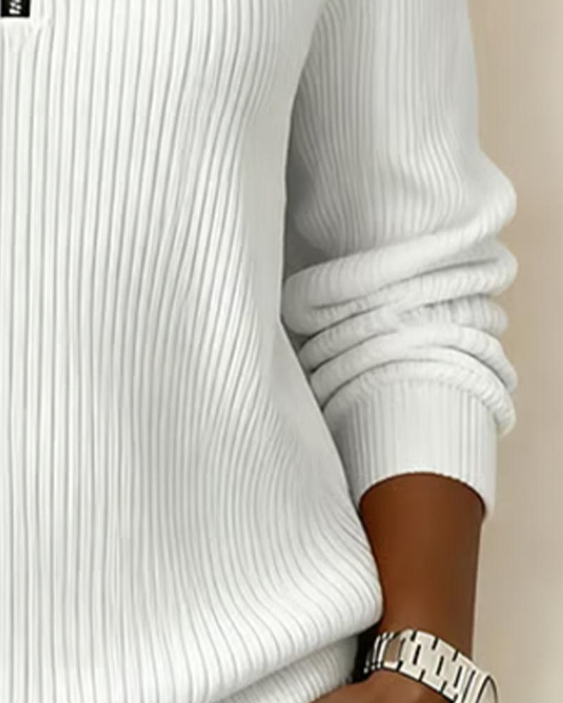 Casual Effen Sweatshirt Met Halve Rits