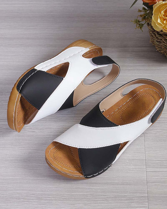 Sandal Kleurblok Sleehak Casual