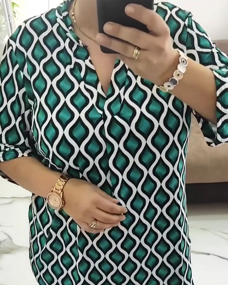 Shirt Gedrukt Geometrisch V-hals
