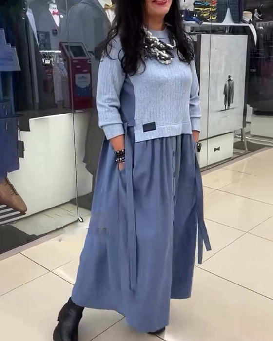 Jurk Casual Colorblock Ronde Hals