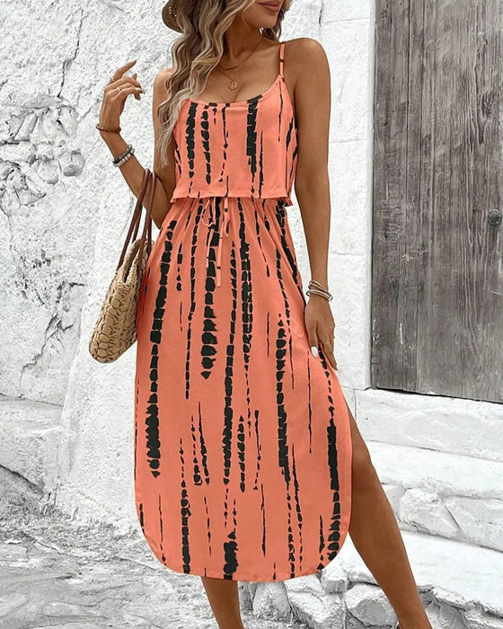 Jurk Onregelmatig Patroon Split Camisole