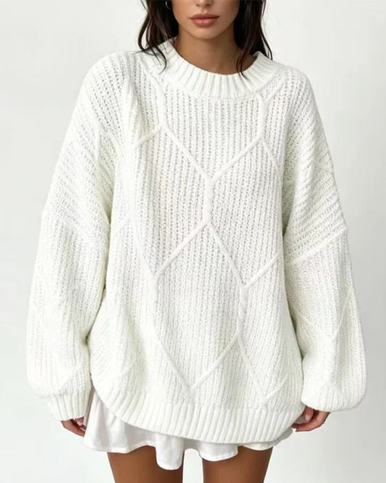 Pullover Effen Kleur Lange Mouwen