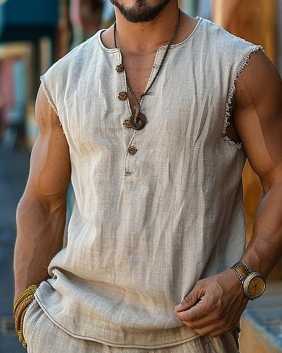Tanktop Heren Casual Effen