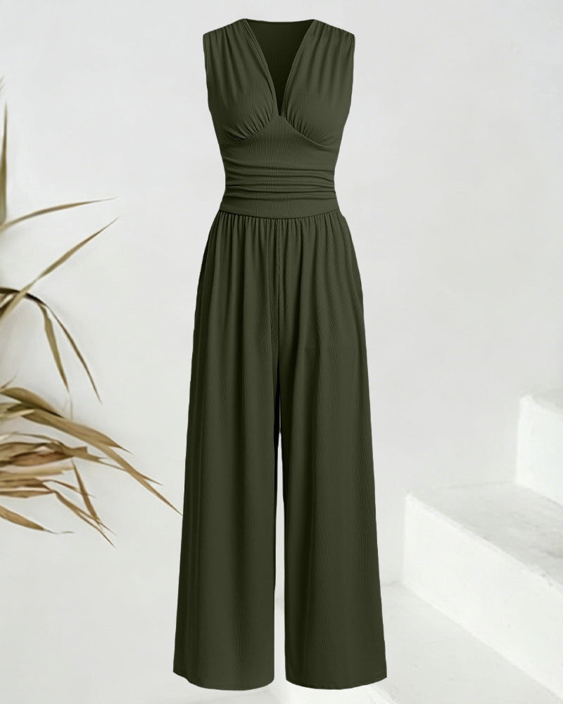 Jumpsuit Effen Geribbeld Mouwloos