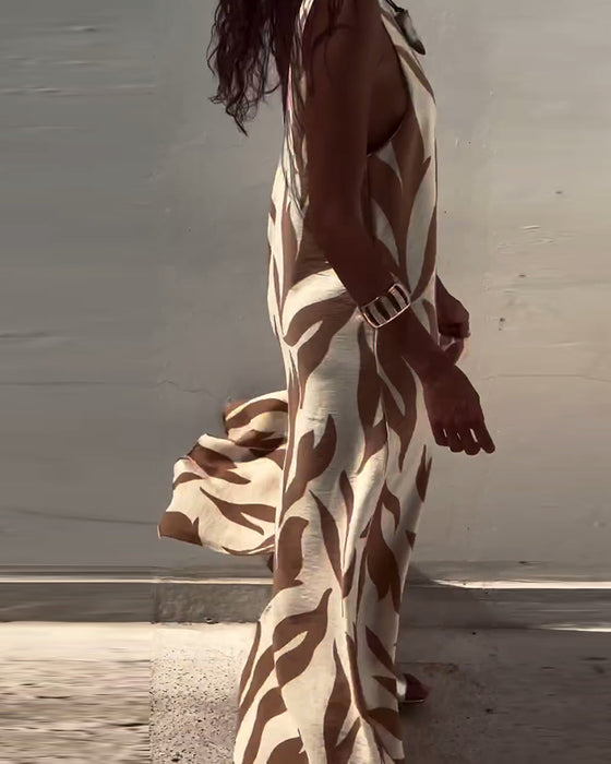 Jurk Mouwloos Rugloos Gedrukt