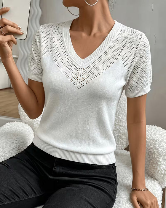 Pullovers Met V-Hals, Uitgesneden, Effen Kleur, Slim Passend