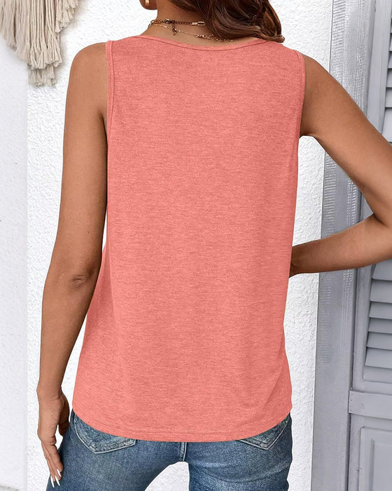Tanktop Effen Kleur V-Hals Mouwloos Los