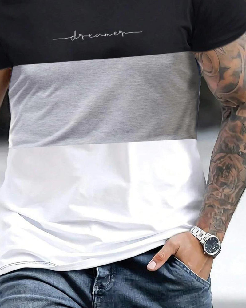 T-Shirt Kleurblok Ronde Hals Korte Mouw