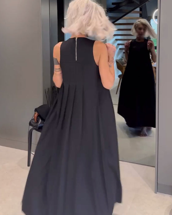 Elegante geplooide tankjurk in effen kleur