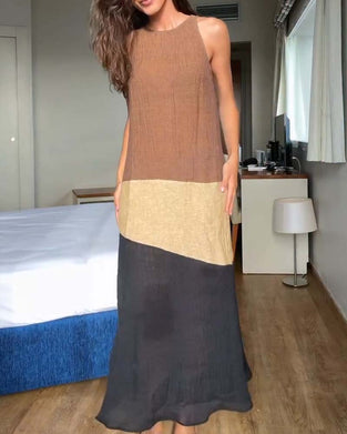 Jurk Mouwloos Kleurblok Casual