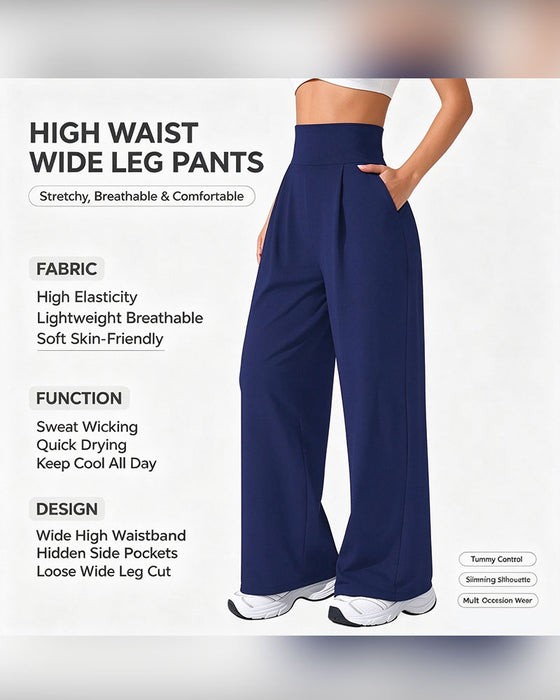 Broek Hoge Taille Zak Effen Wijde Pijp