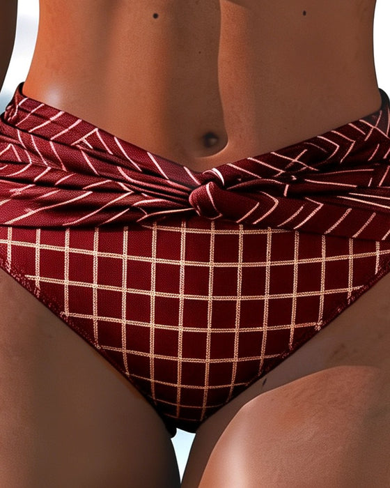 Bikini Hoge Taille Ruit Twist