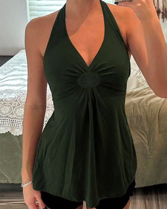 Tank Top Halter V-Hals Twist Effen