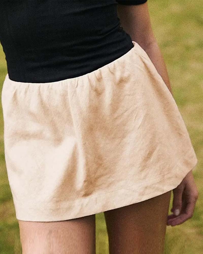 Effen Tweedelig Rok Met Ingebouwde Shorts