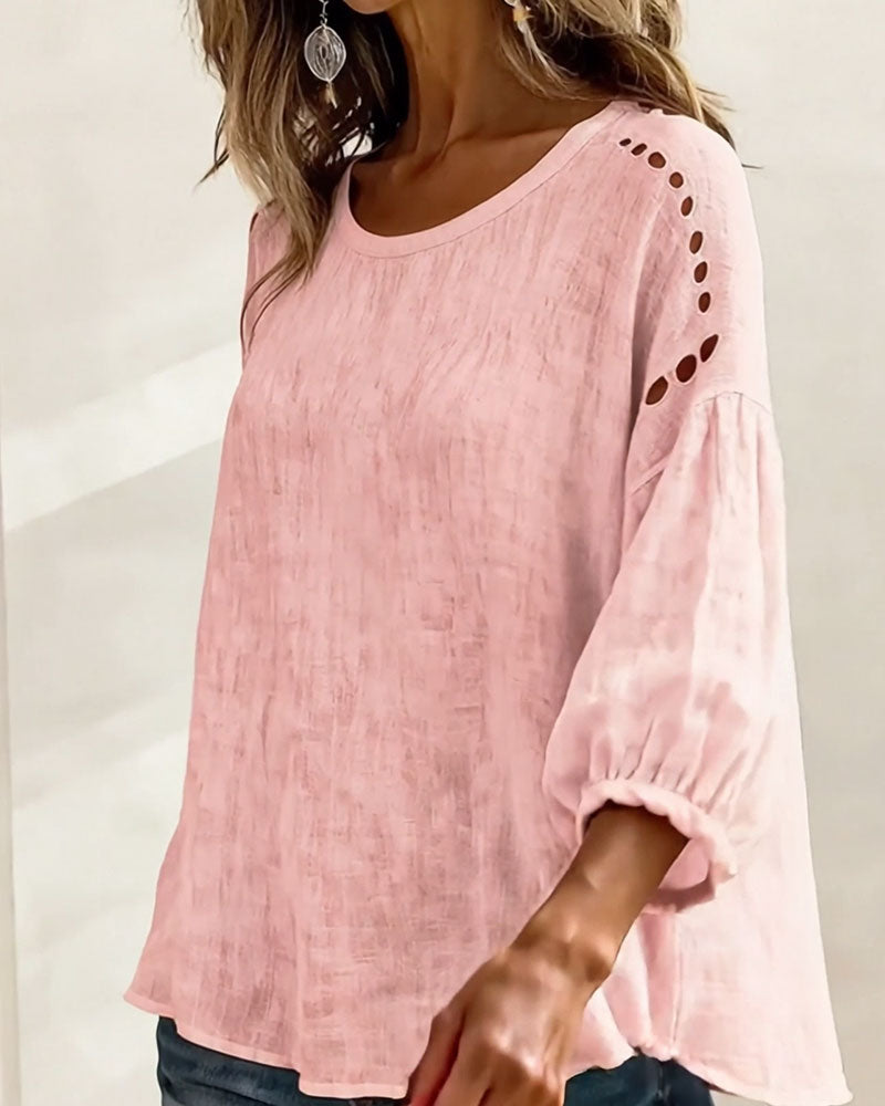 Blouse Uitgesneden Katoen En Linnen