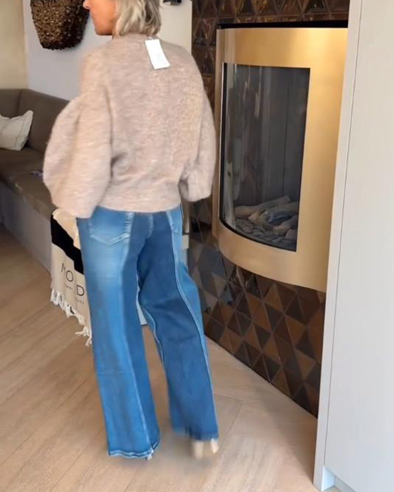 Cardigan Jas Met Elegante Stijl, Lantaarnmouw Ontwerp