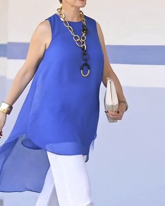 Tanktop A Mouwloos Asymmetrisch Vloeiend