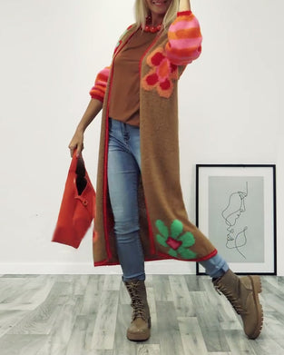 Casual lang vest met bloemenpatroon