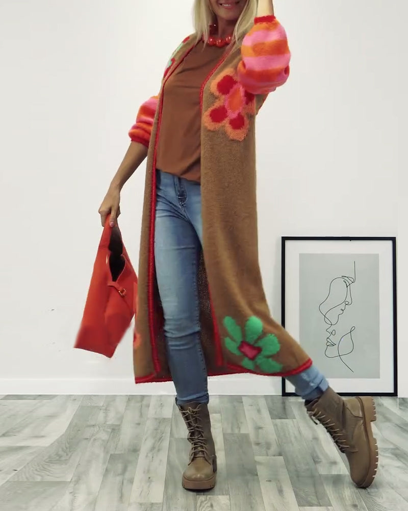 Casual lang vest met bloemenpatroon