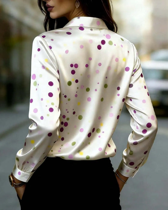 Blouse Stipje Lange Mouw Gerimpeld