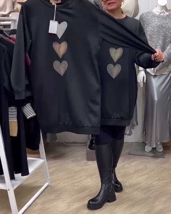 Jurk Shift Hart Patroon Casual