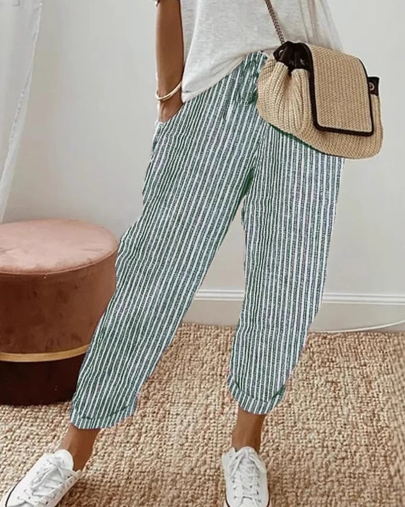 Broek Casual Gestreept Cropped