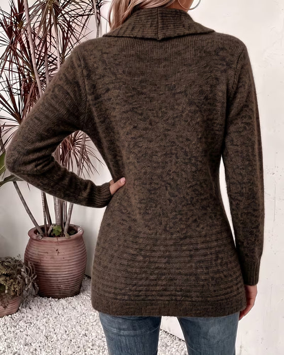 Cardigan Effen Kleur Knoop Versierd