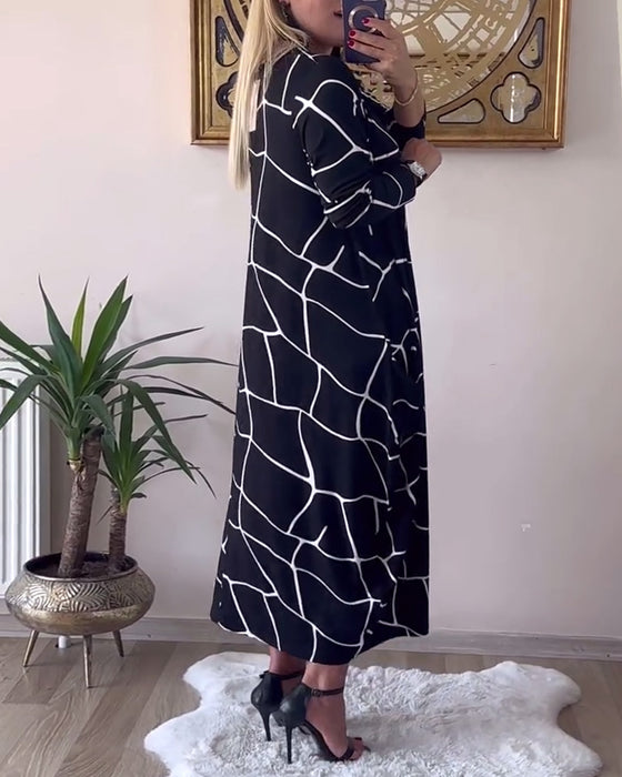 Jurk ronde hals lange mouw zak los