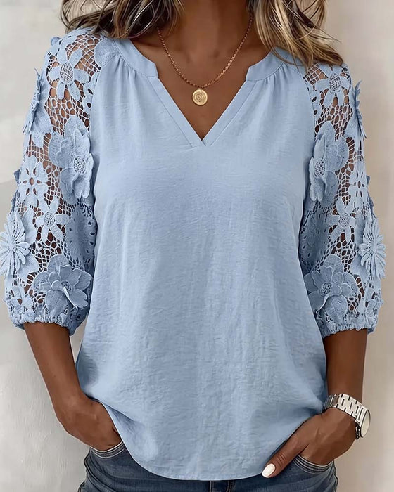Blouse Bloemen Patchwork Casual