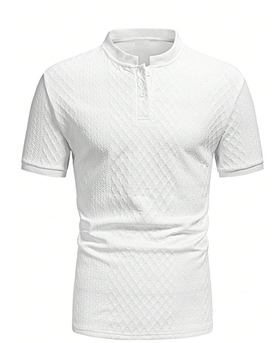 T-Shirt Heren Jacquard Staande Kraag