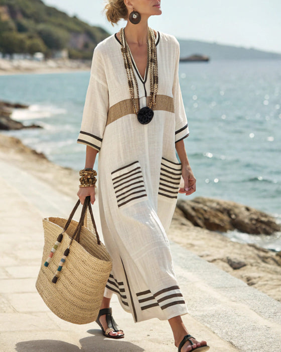 Vakantie-Contrast Losse Jurk