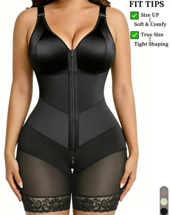 Dames Rits Kant Buikcontrole Shapewear Bodysuit