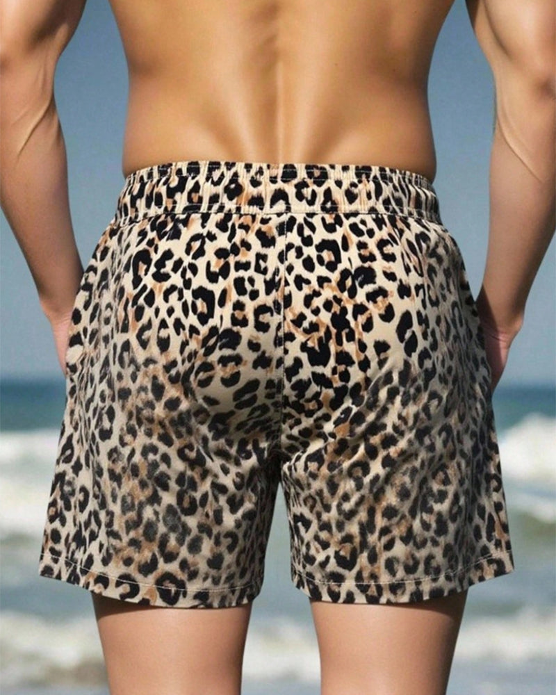 Heren Shorts Luipaardprint Strand
