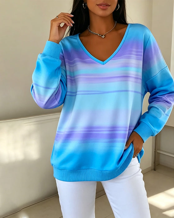 Sweatshirts V-Hals Lange Mouw Ombre